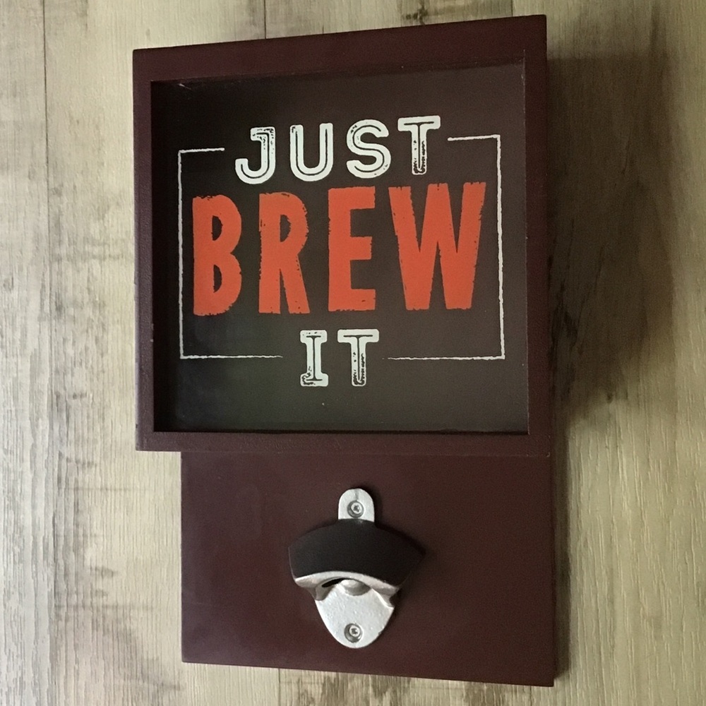Wall Mount Bottle Opener and Beer Cap Collector NWOT